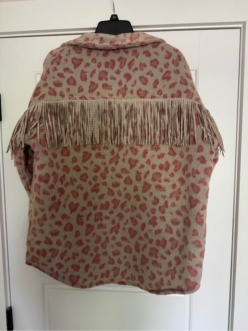 Blue B Pink Leopard Fringe Teddy Jacket - Picture 2 of 4